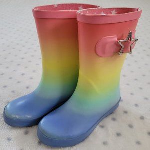 Wonder Nation Rainbow Colors Rain Boots for a Toddler Size 9/10